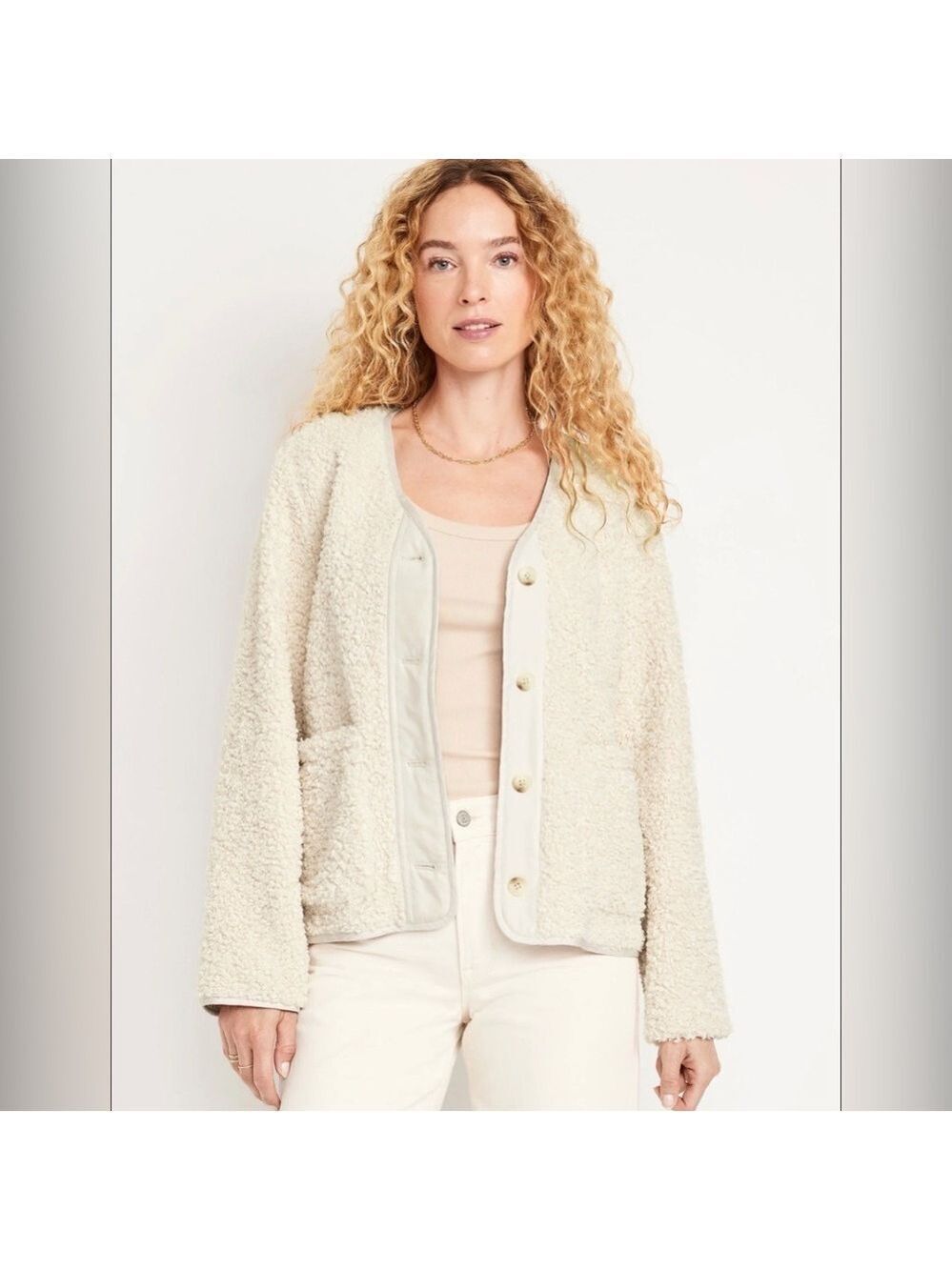 Old Navy Sherpa Button-Down Cozy Cabincore Winter Fall Jacket Coat NWT XXL Tall